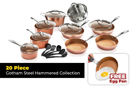 20 piece Gotham Steel™ Hammered Set Cookware Set